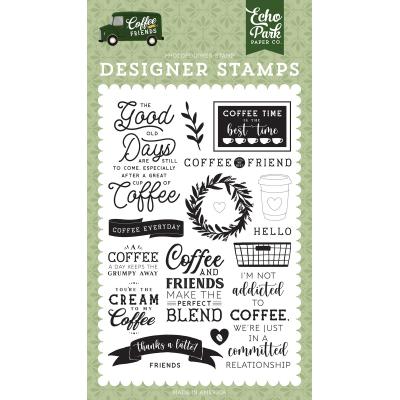Echo Park Coffee & Friends Clear Stamps - Coffee Addict